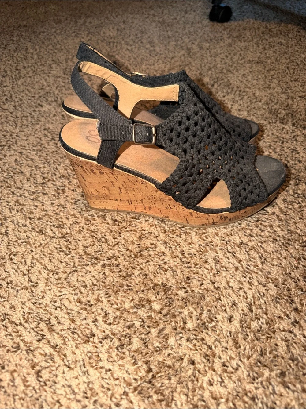 Kohl's SO Black Woven Slingback Wedge Sandals